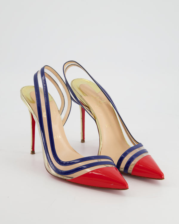 Christian Louboutin Blue, Red and Gold PVC Heel Size EU 41