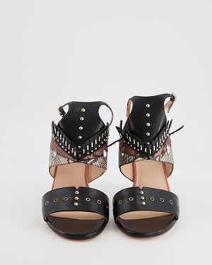 Fendi Rocker Bug Black Studded Sandal Heels Size EU 40