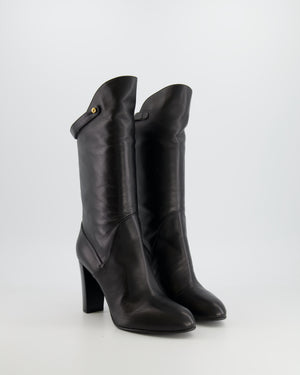 Sergio Rossi Black Leather Boots with Heel Size EU 40