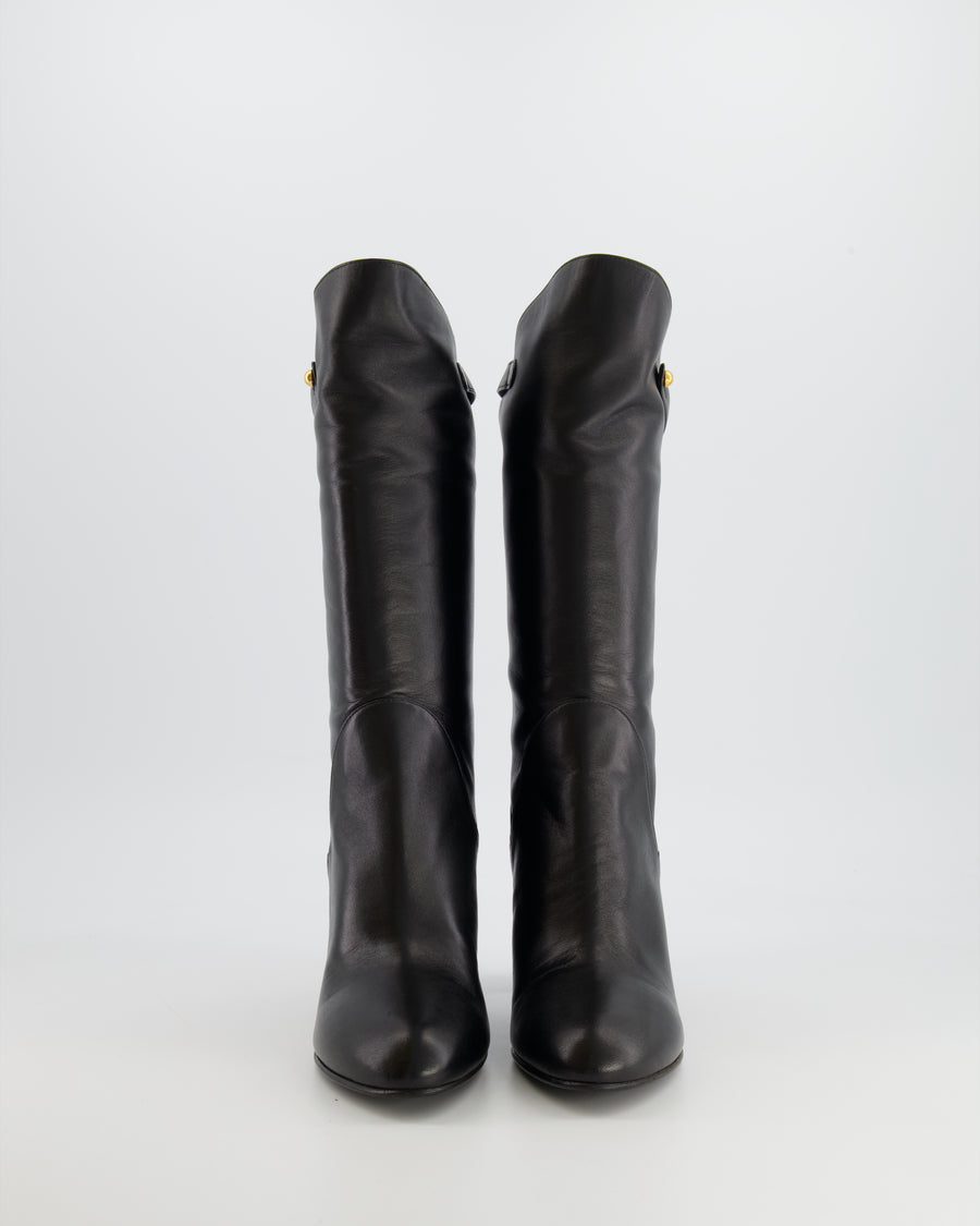Sergio Rossi Black Leather Boots with Heel Size EU 40