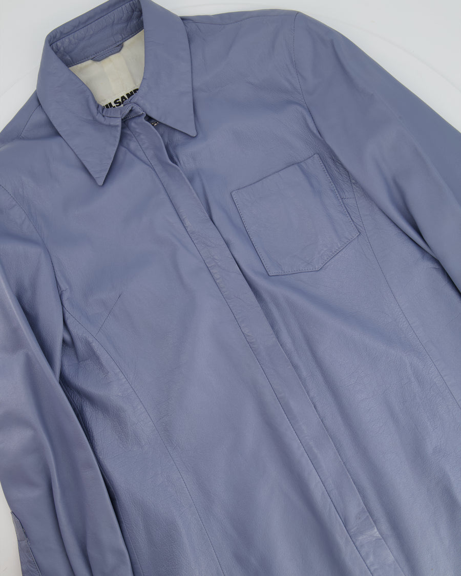 Jil Sander Baby Blue Lambskin Leather Jacket Size FR 36 (UK 8)