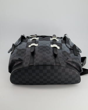 *Limited Edition* Louis Vuitton Christopher Backpack Bag in Black and White Damier Canvas with Silver Hardware