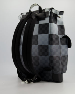 *Limited Edition* Louis Vuitton Christopher Backpack Bag in Black and White Damier Canvas with Silver Hardware