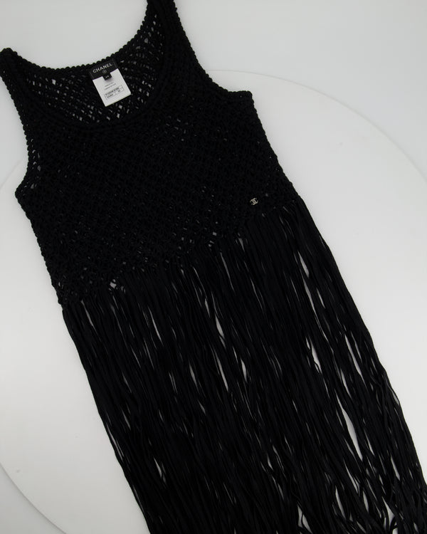 Chanel Black Wool Knitted Fringe Vest Top FR 38 (UK 10)