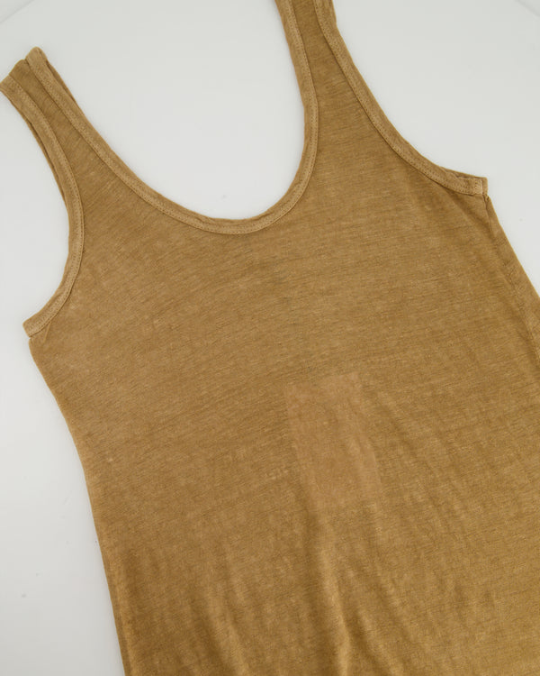 Sunday Camel Linen Vest Top Size S (UK 8-10)