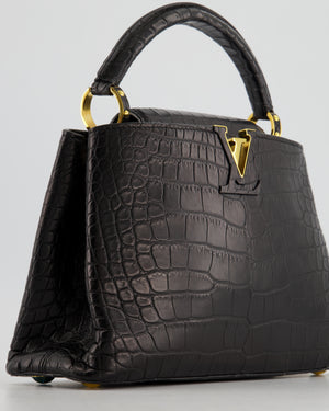 Louis Vuitton Matte Black Crocodile Capucines Bag BB with Gold