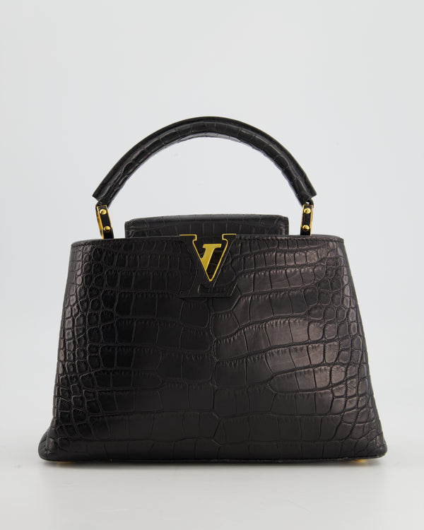 Louis Vuitton Matte Black Crocodile Capucines Bag BB with Gold Hardware RRP £29,000