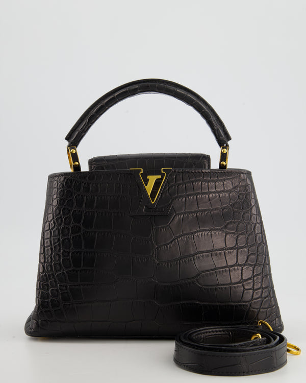 Louis Vuitton Matte Black Crocodile Capucines Bag BB with Gold Hardware RRP £29,000