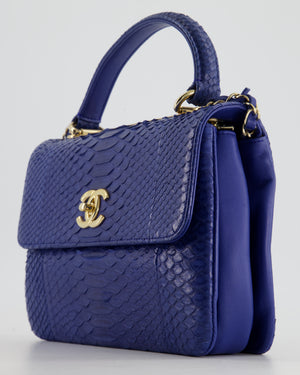 Chanel Royal Blue Python Leather Top Handle Bag with Gold Hardware – Sellier