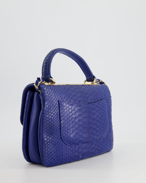 Chanel Croc Flap Bag in Light Blue and Gold