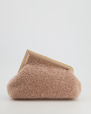 Fendi First Small Dusty Pink Sheepskin Bag with Gold Hardware