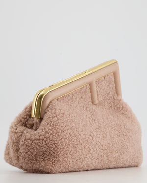 Fendi First Small Dusty Pink Sheepskin Bag with Gold Hardware