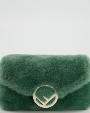 Fendi Mint Green Kani F Shearling Belt Bag with Gold Hardware