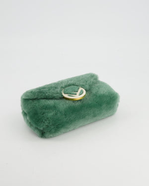 Fendi Mint Green Kani F Shearling Belt Bag with Gold Hardware