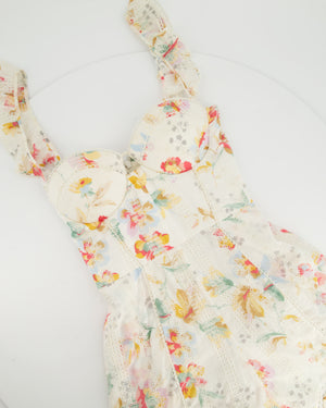 Zimmermann White Floral Sleeveless Off-the-Shoulder Ruffled Mini Playsuit Size 0 (UK 8)