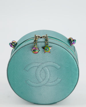 Limited Edition* Chanel Turquoise Iridescent Lizard Round Top