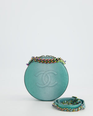 Limited Edition* Chanel Turquoise Iridescent Lizard Round Top