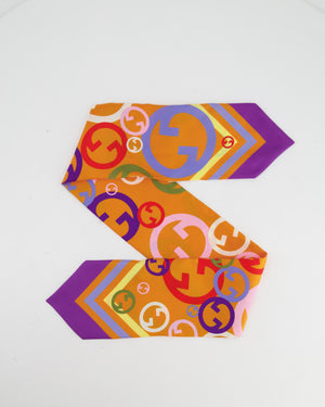 Gucci Orange and Purple GG Logo Silk Scarf
