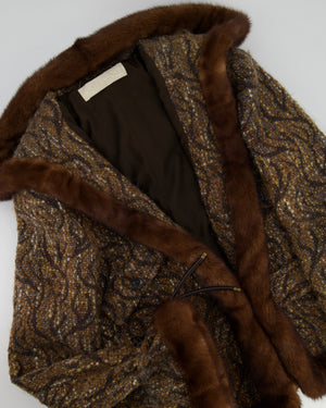 Valentino Brown Tweed Jacket with Fur Detail Size UK 12