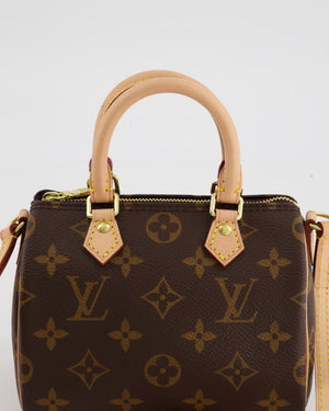 Louis Vuitton Monogram Nano Speedy Bag with Gold Hardware
