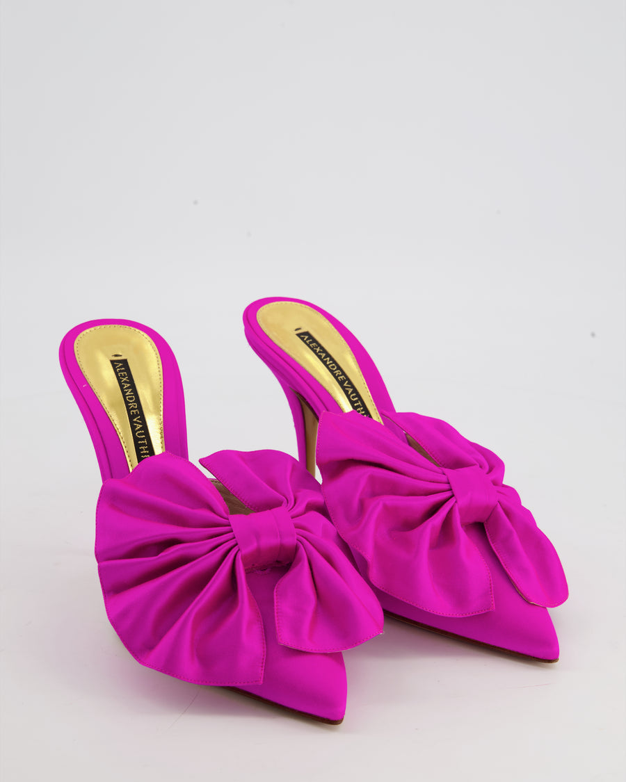 Alexandre Vauthier Pink Satin Mule with Bow Detail EU 39.5