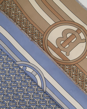 Burberry Reversible Blue and Beige Silk Scarf