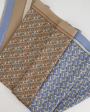 Burberry Reversible Blue and Beige Silk Scarf