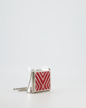 Valentino Haute Couture Red Enamel Evening Bag with Silver Hardware
