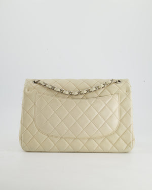 Chanel Pearlescent Ivory Caviar Jumbo Classic Double Flap Bag with Sil –  Sellier