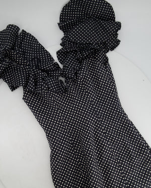 Zimmermann Navy Polka Dot Mini Dress with Ruffled Shoulder Detail Size 1 ( UK 8)
