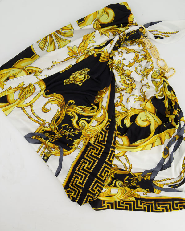 Versace Gold Printed Ruched Mini Skirt Size IT 38 (UK 6)
