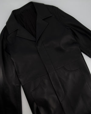 Dion Lee Black Longline Leather Jacket UK 8