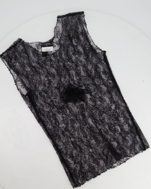 Chanel Black Lace Cardigan and Sleeveless Tank Top Set Size FR 38 (UK 10)