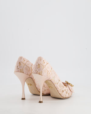 Dolce & Gabbana Pink Floral Heels with Crystal Detailing Size EU 39