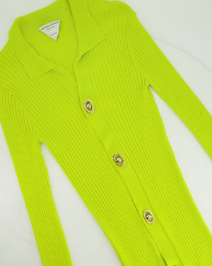 Bottega Veneta Lime Ribbed Button Midi Dress IT 38 (UK 6)