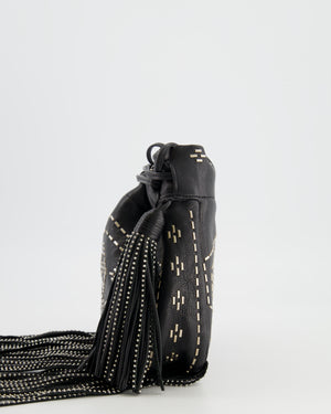 Saint Laurent Black Studded Bag with Fringe Details