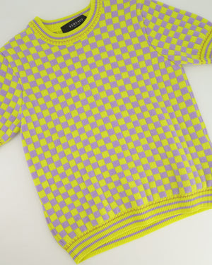 Versace Wool Yellow and Lilac Knitwear Shirt IT 38 (UK 6)