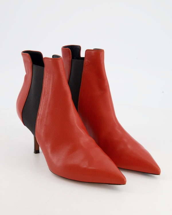 Celine Red Pointed Ankle Boots with Kitten Heel EU 36.5