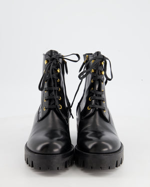 Prada Black Lace Up Zip Ankle Boots Size EU 36