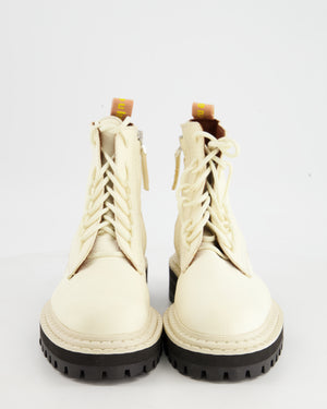 Proenza Schouler Cream Lace Up Zip Ankle Boots Size EU 37