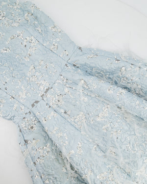 Oscar De La Renta Blue Embellished Feathered A Line Dress IT 40 (UK 8)