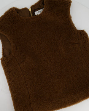 Max Mara Brown Teddy Vest Top and Skater Skirt Set Size UK 6