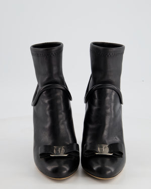 Salvatore Ferragamo Black Leather Vara Ankle Boots Size EU 40.5