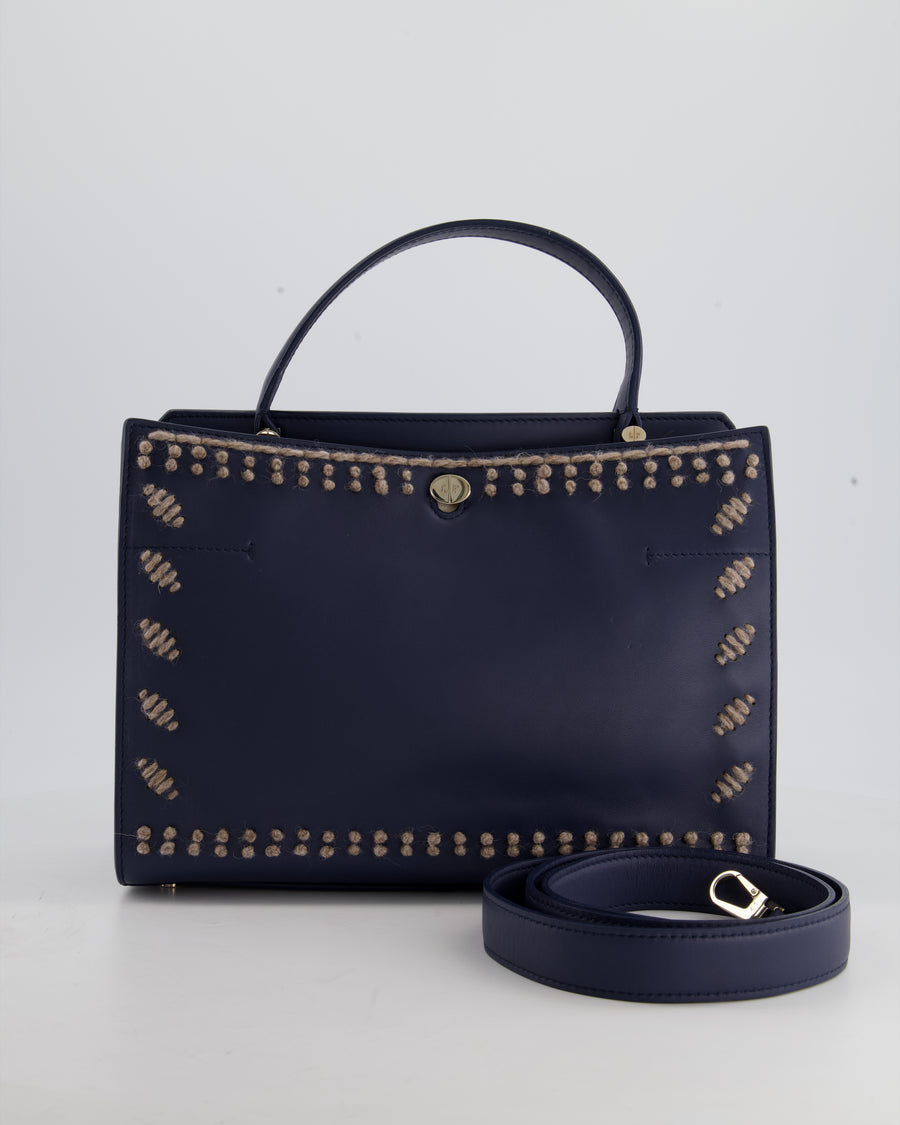 FIRE PRICE* Loro Piana Navy Tote Bag with Top Handle, Wool Stitching –  Sellier