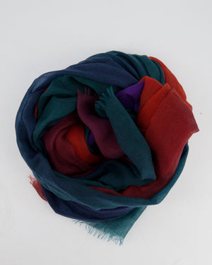 Loro Piana Red, Navy and Green Ombré Scarf