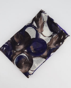Loro Piana Cashmere Navy and Blue Abstract Scarf 90cm