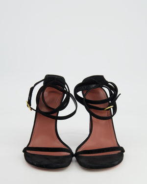 Amina Muaddi Black Velvet Ankle Strap Sandals Size 40.5