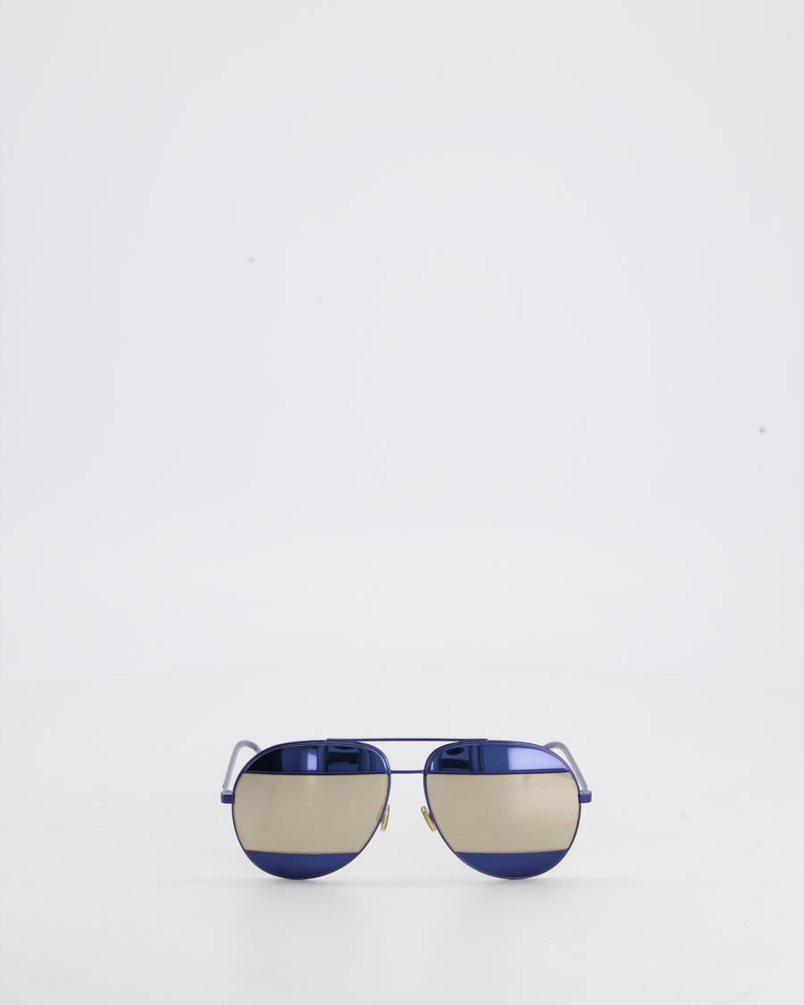 Christian Dior Blue and Silver Aviator Sunglasses