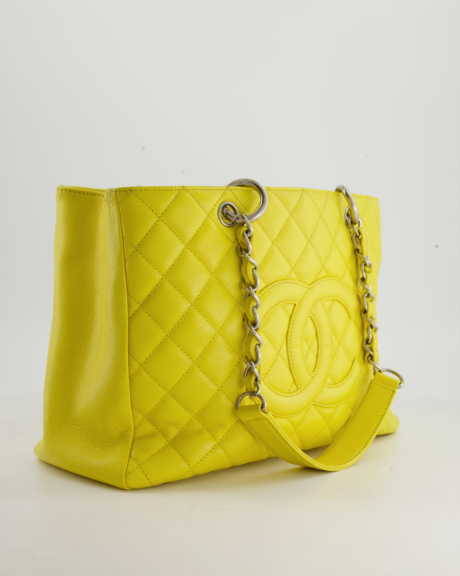 Chanel Canary Yellow GST Grand Shopper Tote Bag in Caviar Leather