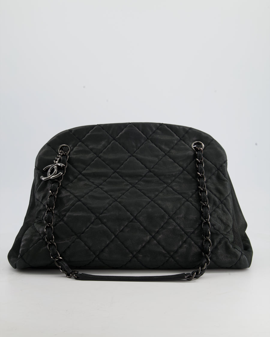 Chanel Charcoal Shimmer Quilted Lambskin CC Shoulder Bag with So